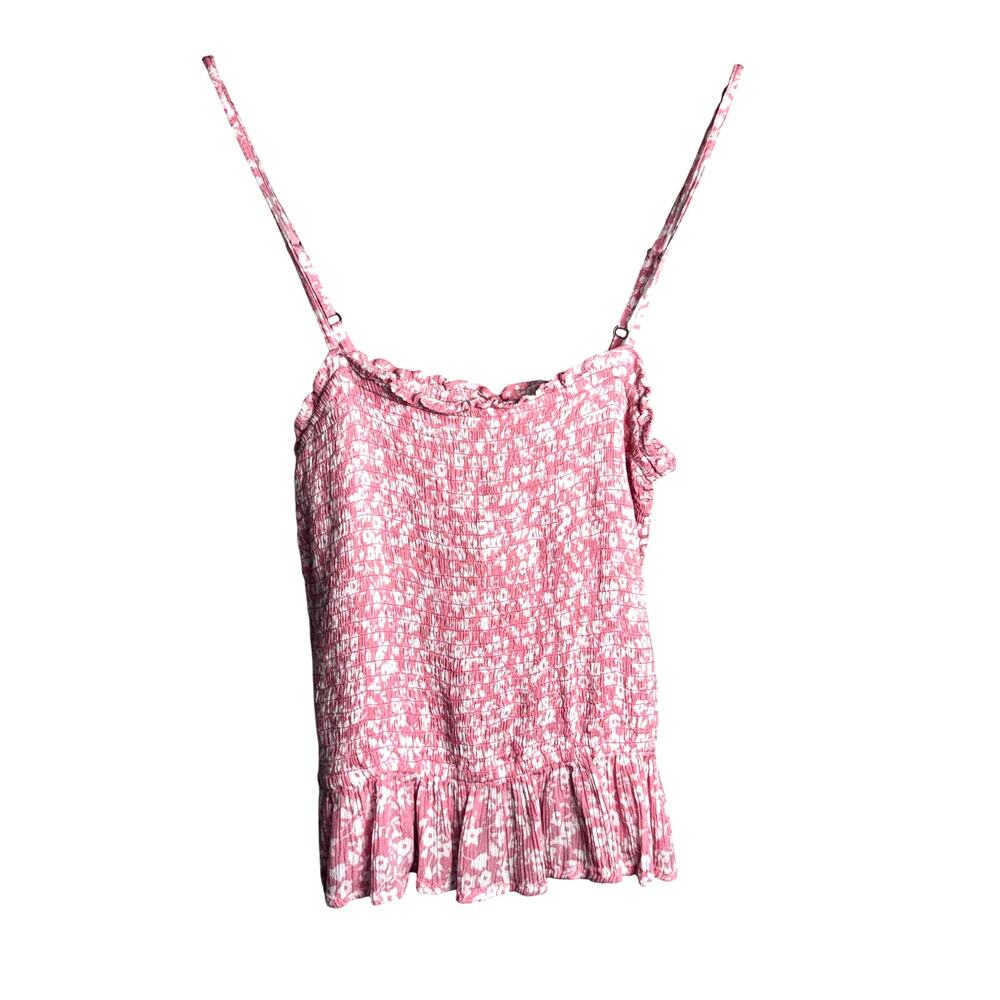 Billabong Pink and White Ruched Tight Fitting Large Tank Top